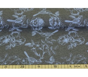 Jersey - grau meliert Vogel auf Rosenzweig